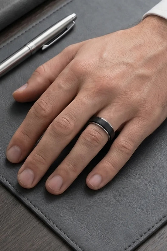 The Midnight Eclipse: Two-Tone Matte Black Spinner Band