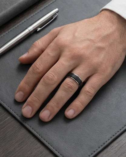 The Midnight Eclipse: Two-Tone Matte Black Spinner Band