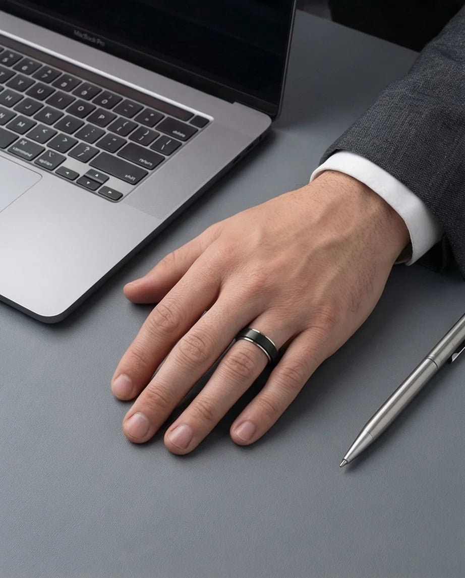 The Midnight Eclipse: Two-Tone Matte Black Spinner Band