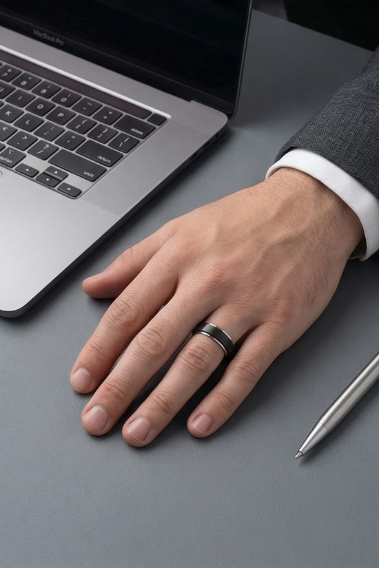 The Midnight Eclipse: Two-Tone Matte Black Spinner Band
