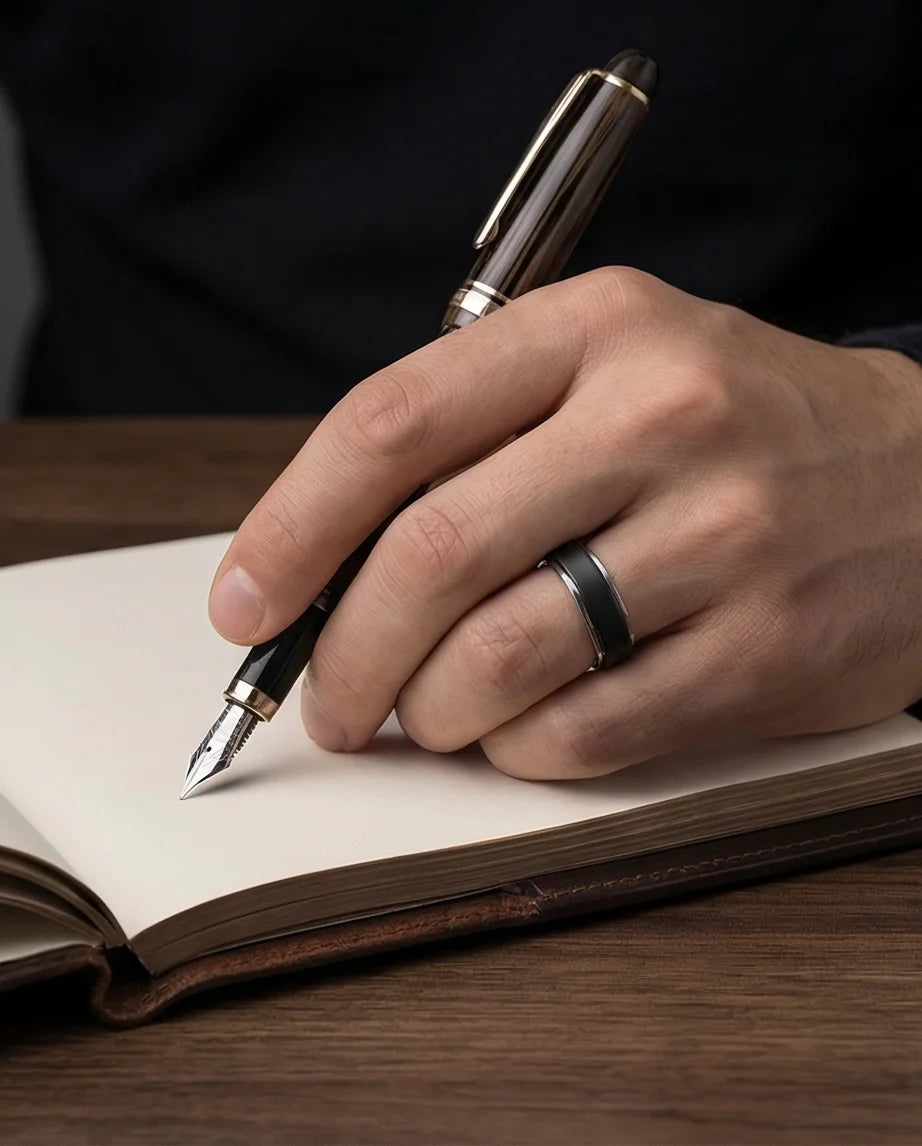 The Midnight Eclipse: Two-Tone Matte Black Spinner Band