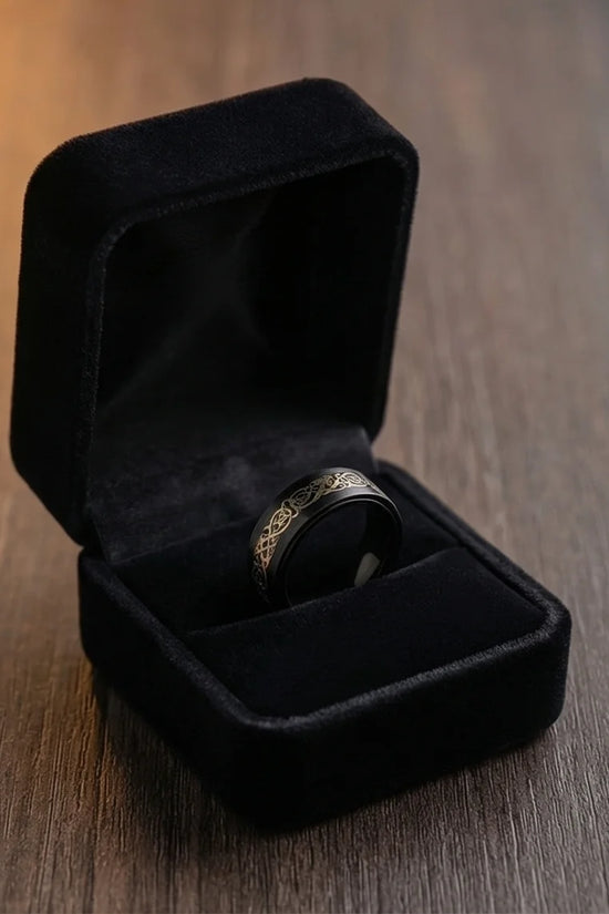 The Nordic Dragon: Matte Black Celtic Spinner Band