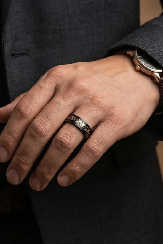 The Nordic Dragon: Matte Black Celtic Spinner Band