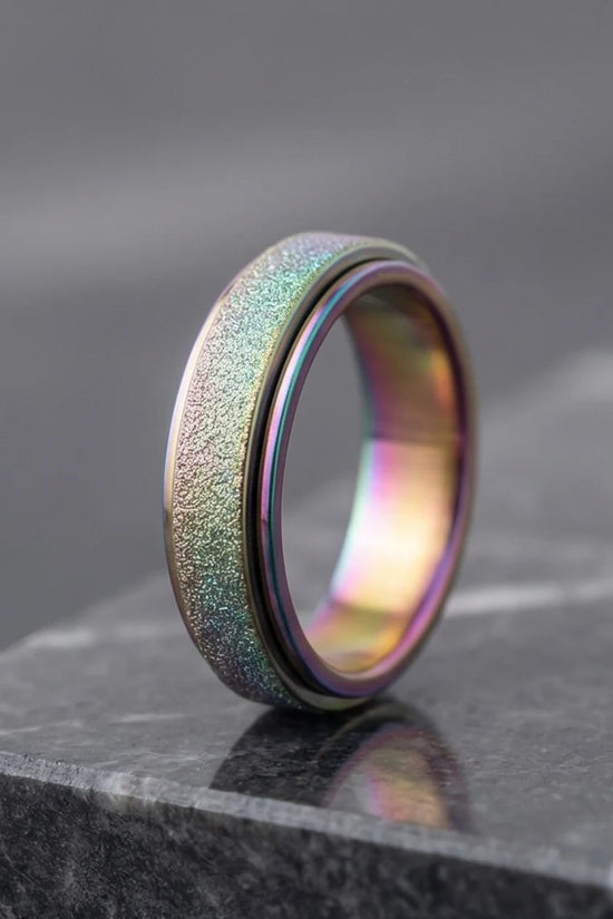 Cyber Spark: Prismatic Texture Fidget Spinner Ring