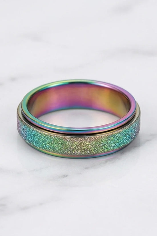 Cyber Spark: Prismatic Texture Fidget Spinner Ring