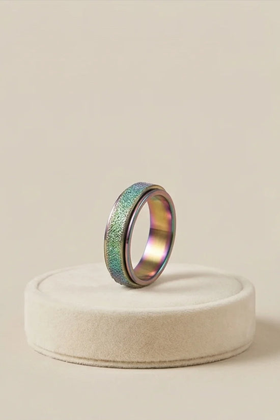 Cyber Spark: Prismatic Texture Fidget Spinner Ring