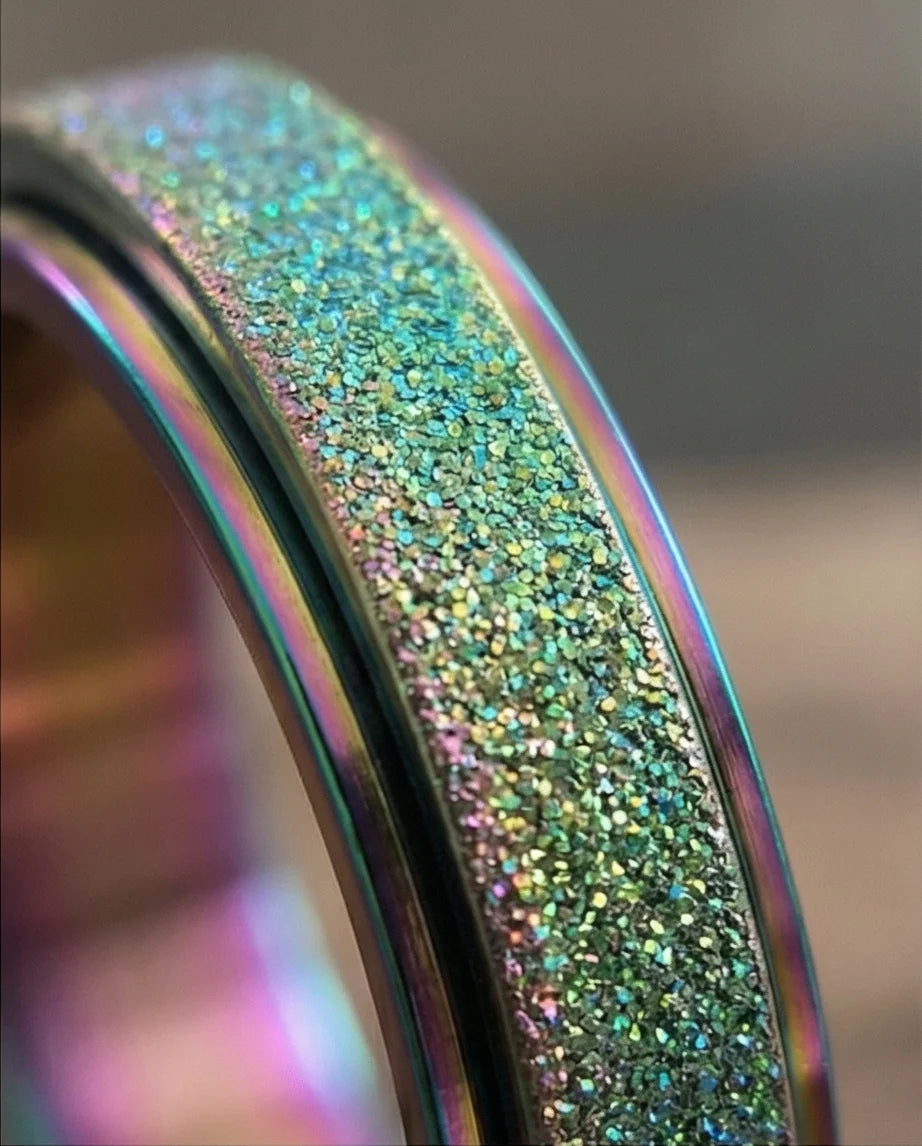 Cyber Spark: Prismatic Texture Fidget Spinner Ring