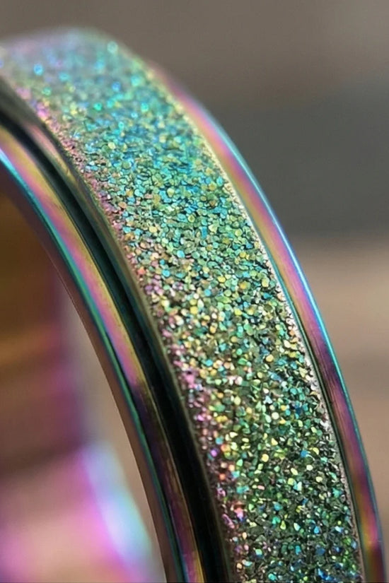 Cyber Spark: Prismatic Texture Fidget Spinner Ring