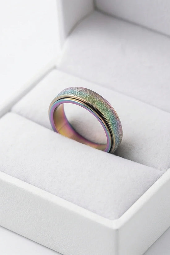 Cyber Spark: Prismatic Texture Fidget Spinner Ring