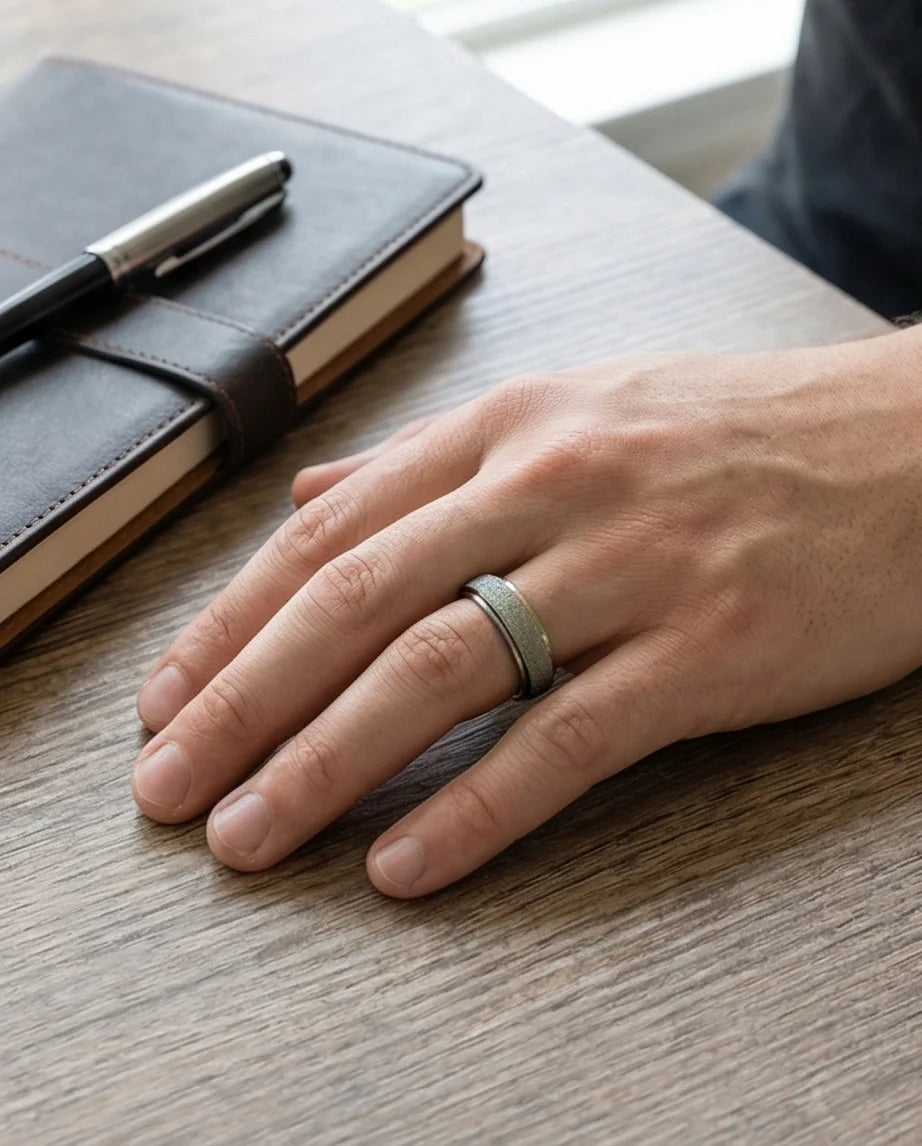 Cyber Spark: Prismatic Texture Fidget Spinner Ring