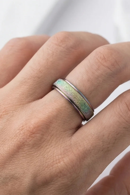 Cyber Spark: Prismatic Texture Fidget Spinner Ring
