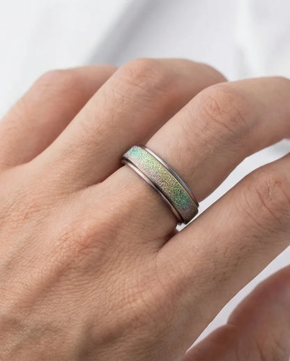 Cyber Spark: Prismatic Texture Fidget Spinner Ring