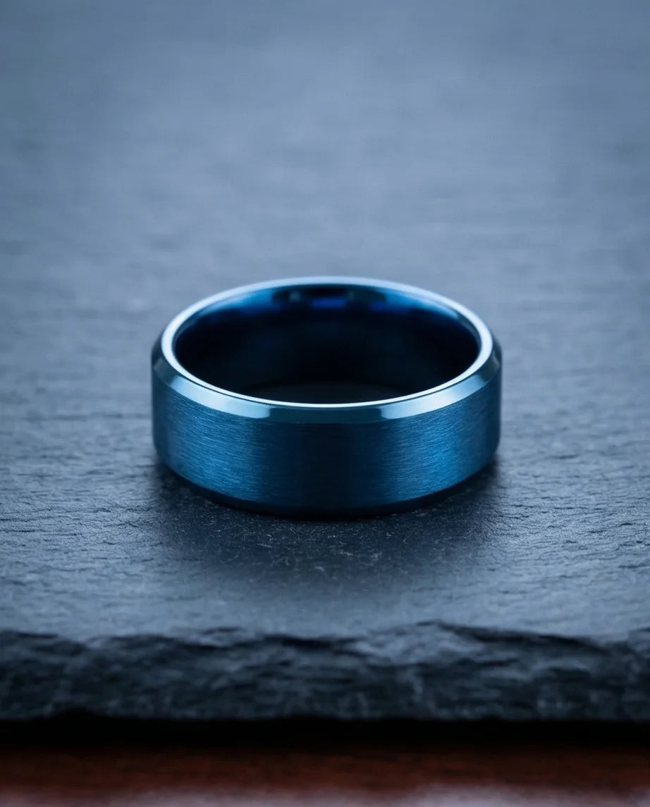 Midnight Azure: Matte Blue Minimalist Ring