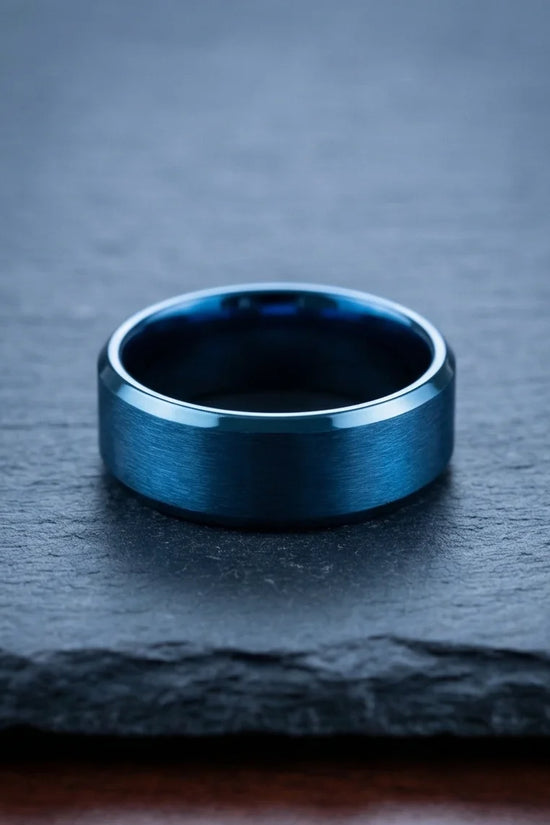 Midnight Azure: Matte Blue Minimalist Ring