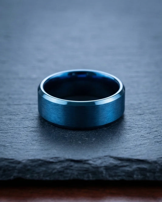 Midnight Azure: Matte Blue Minimalist Ring