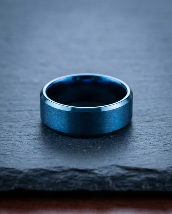 Midnight Azure: Matte Blue Minimalist Ring