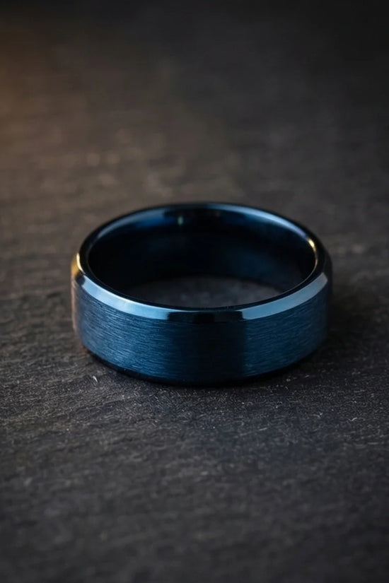 Midnight Azure: Matte Blue Minimalist Ring