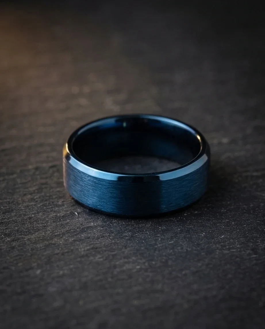 Midnight Azure: Matte Blue Minimalist Ring