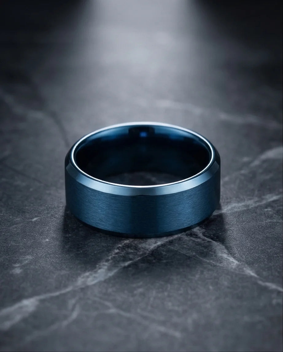 Midnight Azure: Matte Blue Minimalist Ring