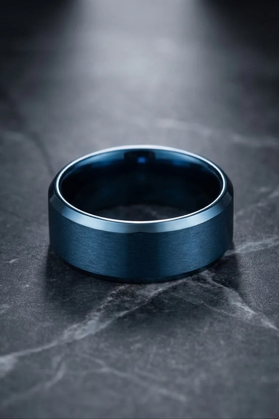 Midnight Azure: Matte Blue Minimalist Ring
