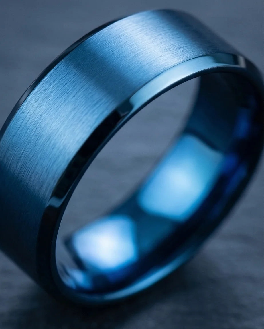 Midnight Azure: Matte Blue Minimalist Ring