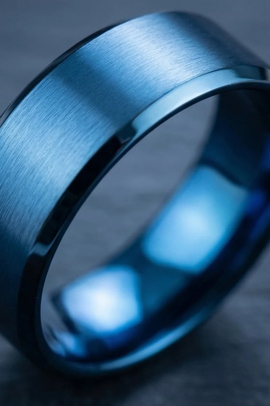 Midnight Azure: Matte Blue Minimalist Ring