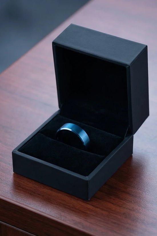 Midnight Azure: Matte Blue Minimalist Ring