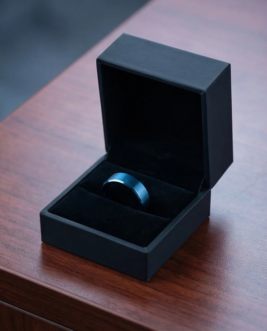 Midnight Azure: Matte Blue Minimalist Ring