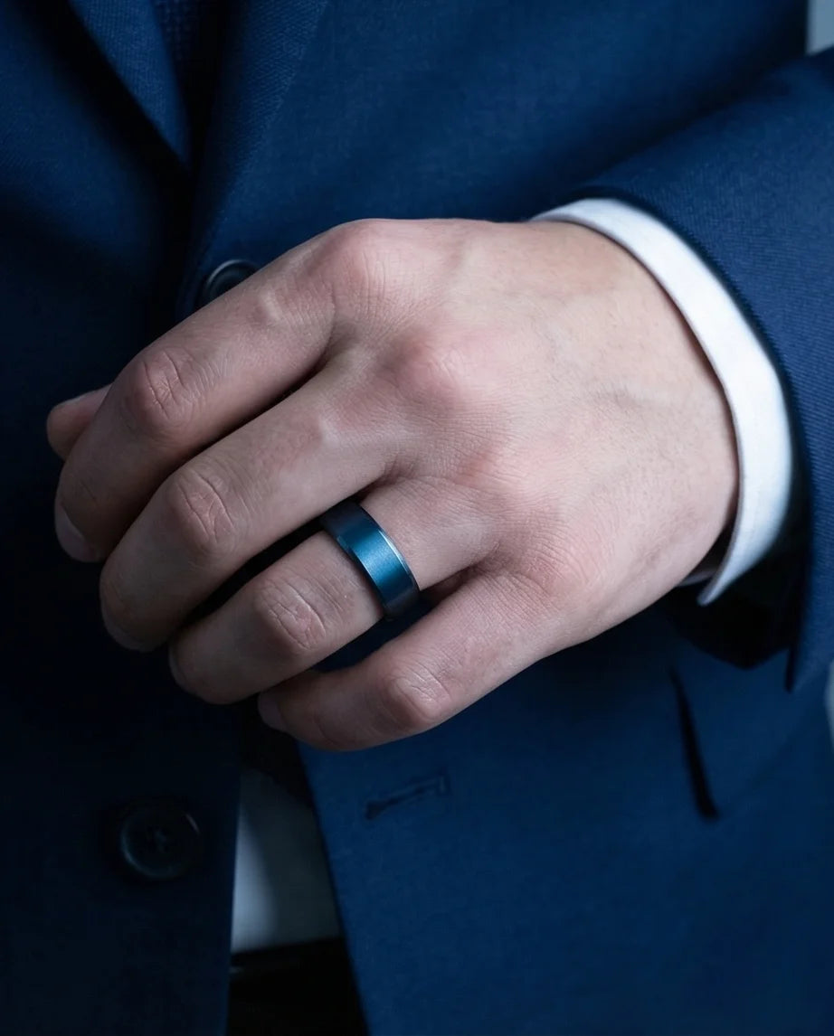 Midnight Azure: Matte Blue Minimalist Ring