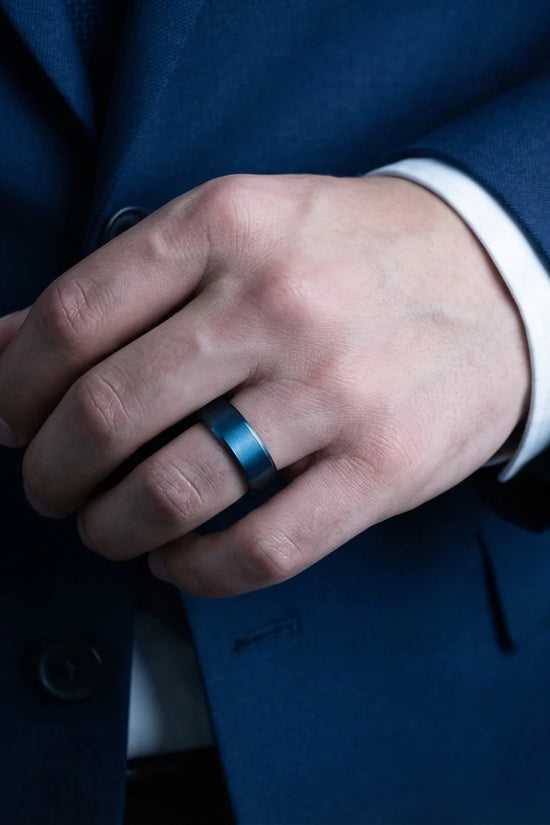 Midnight Azure: Matte Blue Minimalist Ring