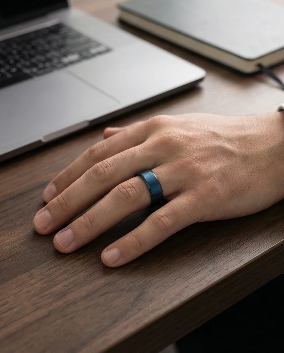 Midnight Azure: Matte Blue Minimalist Ring