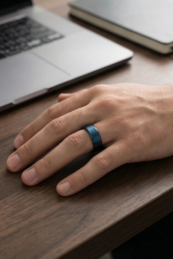 Midnight Azure: Matte Blue Minimalist Ring