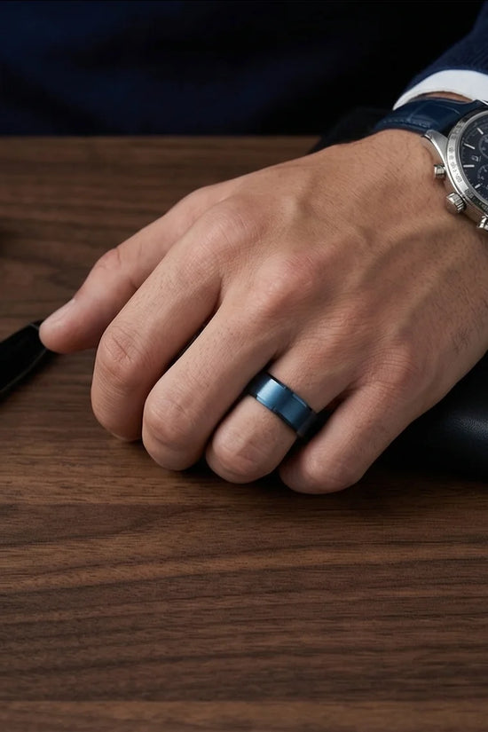 Midnight Azure: Matte Blue Minimalist Ring