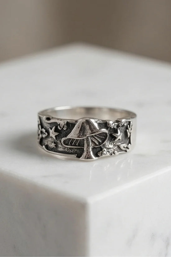 Celestial Toadstool: Midnight Forest Star Ring