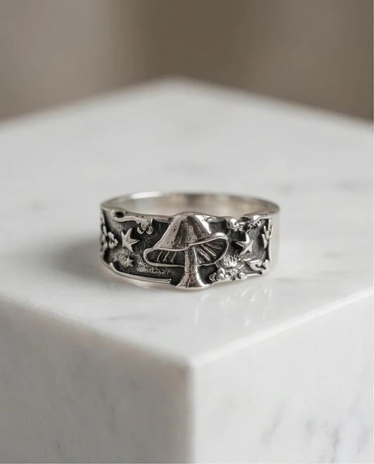 Celestial Toadstool: Midnight Forest Star Ring
