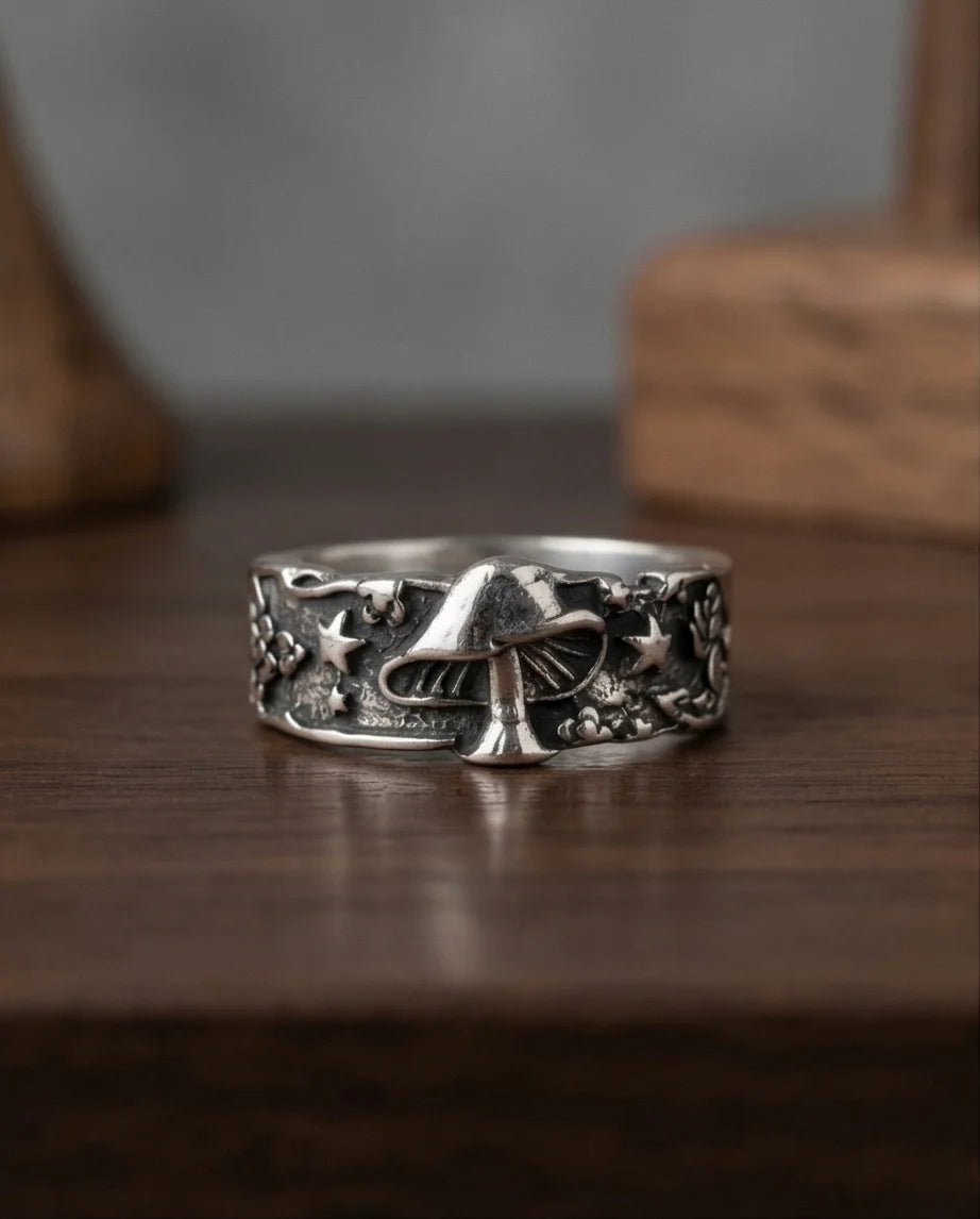 Celestial Toadstool: Midnight Forest Star Ring