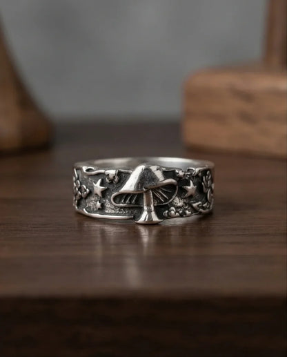 Celestial Toadstool: Midnight Forest Star Ring