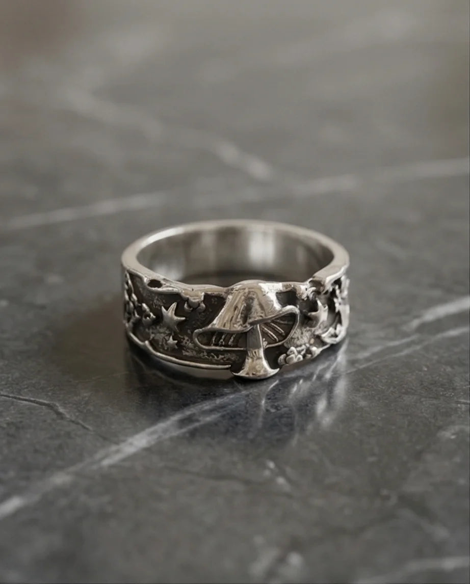 Celestial Toadstool: Midnight Forest Star Ring