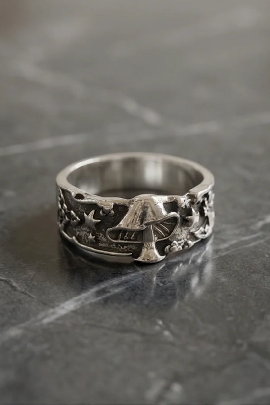 Celestial Toadstool: Midnight Forest Star Ring