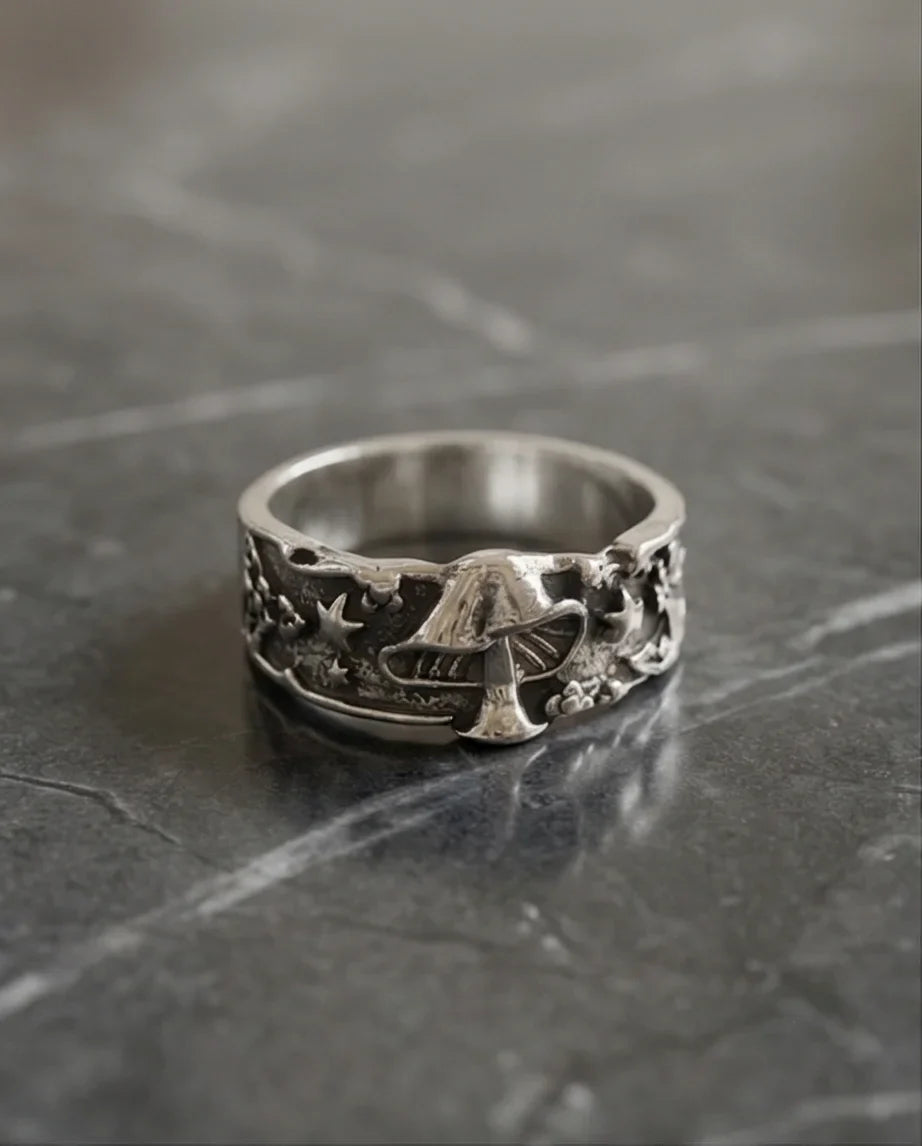 Celestial Toadstool: Midnight Forest Star Ring