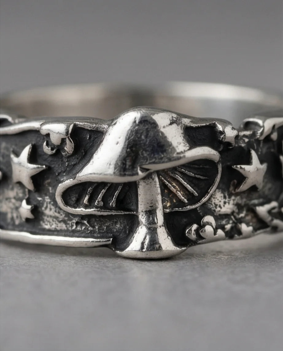 Celestial Toadstool: Midnight Forest Star Ring