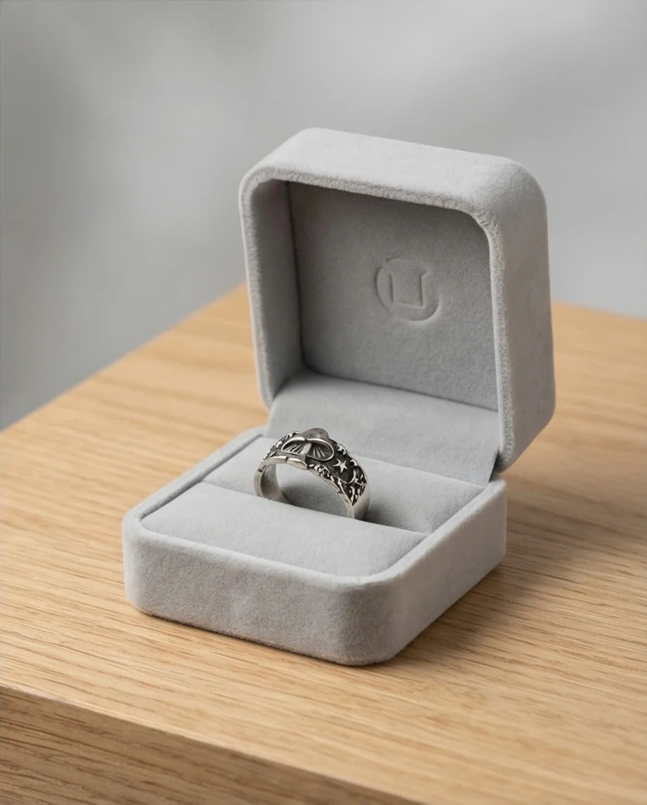 Celestial Toadstool: Midnight Forest Star Ring