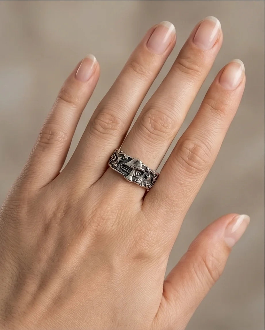 Celestial Toadstool: Midnight Forest Star Ring