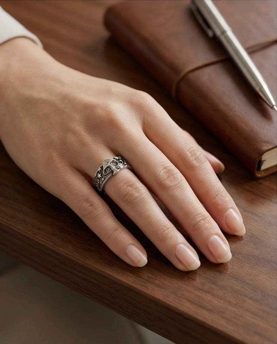 Celestial Toadstool: Midnight Forest Star Ring