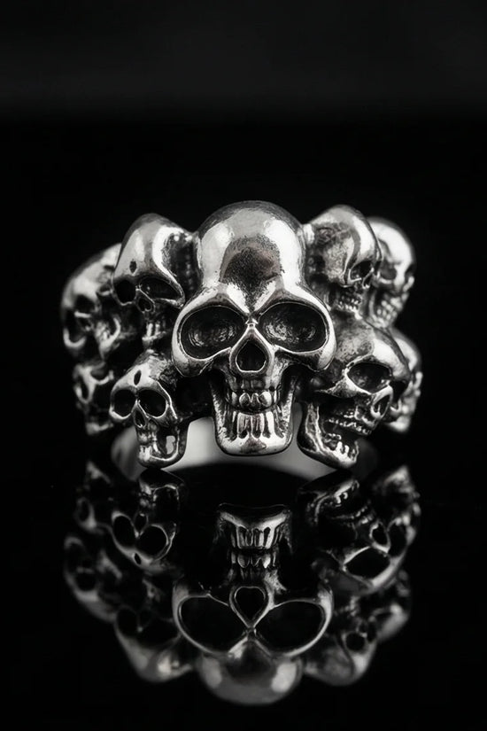 Eternal Shadow: Oxidized Skull Pile Ring