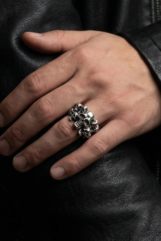 Eternal Shadow: Oxidized Skull Pile Ring