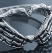 Eternal Embrace: Skeleton Heart Hands Ring