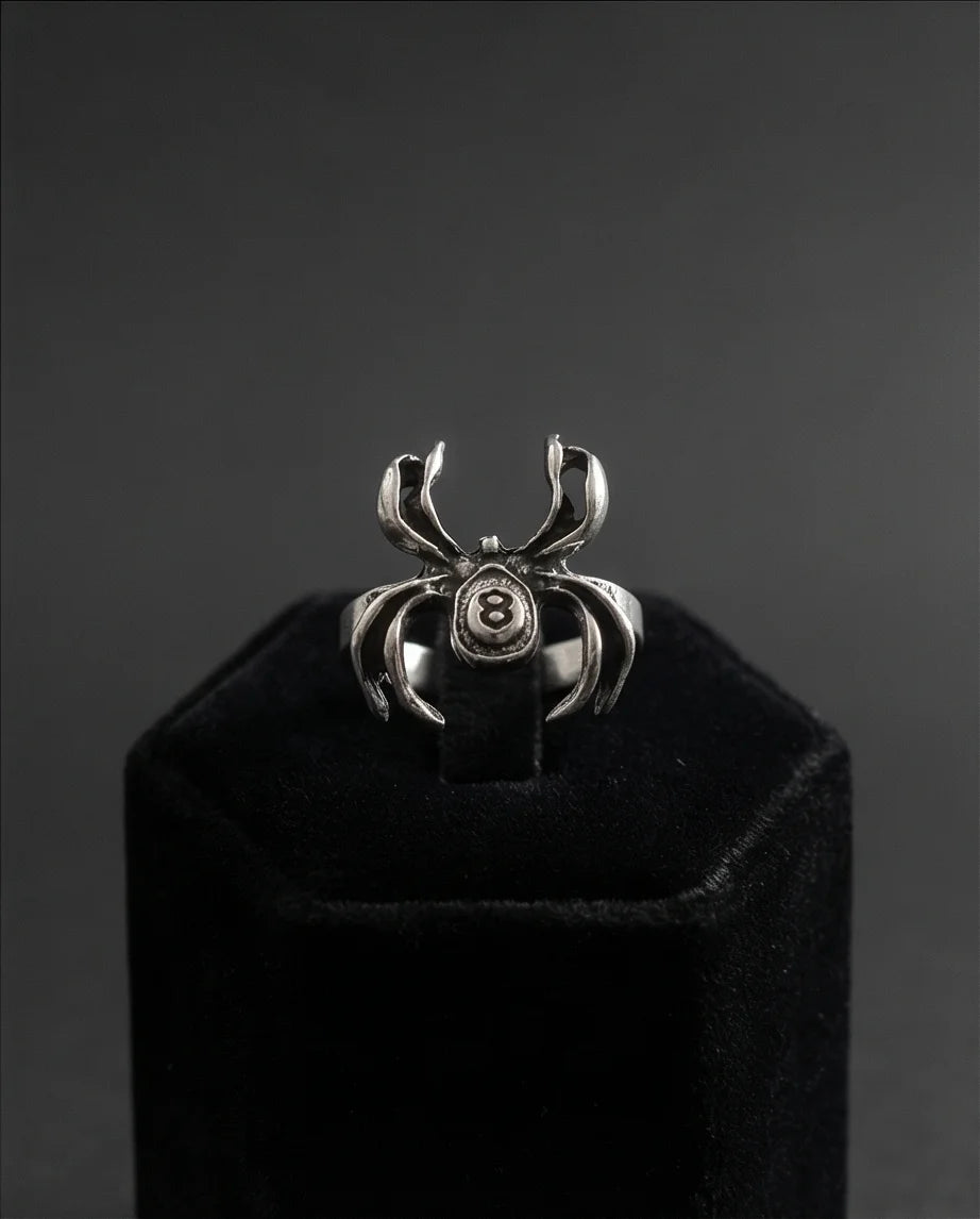 rachnid Hustle: 8-Ball Spider Statement Ring