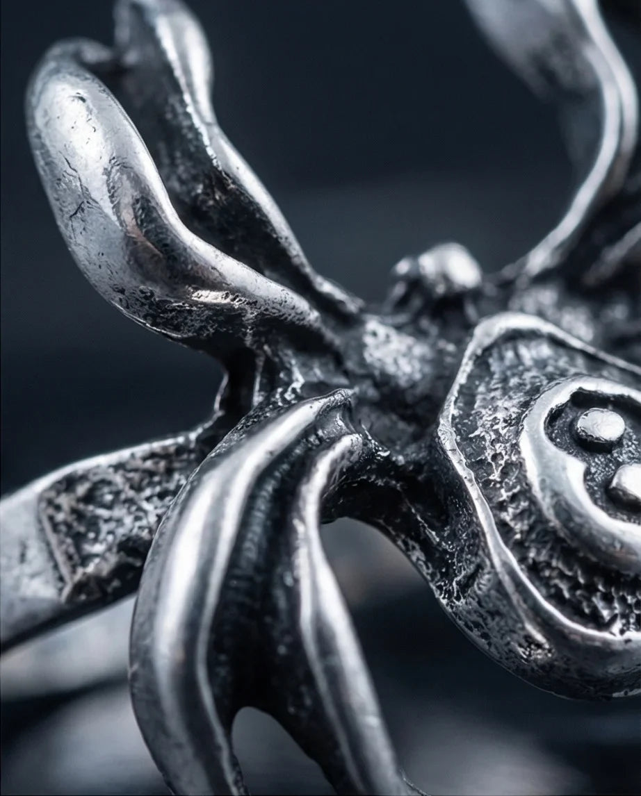 rachnid Hustle: 8-Ball Spider Statement Ring