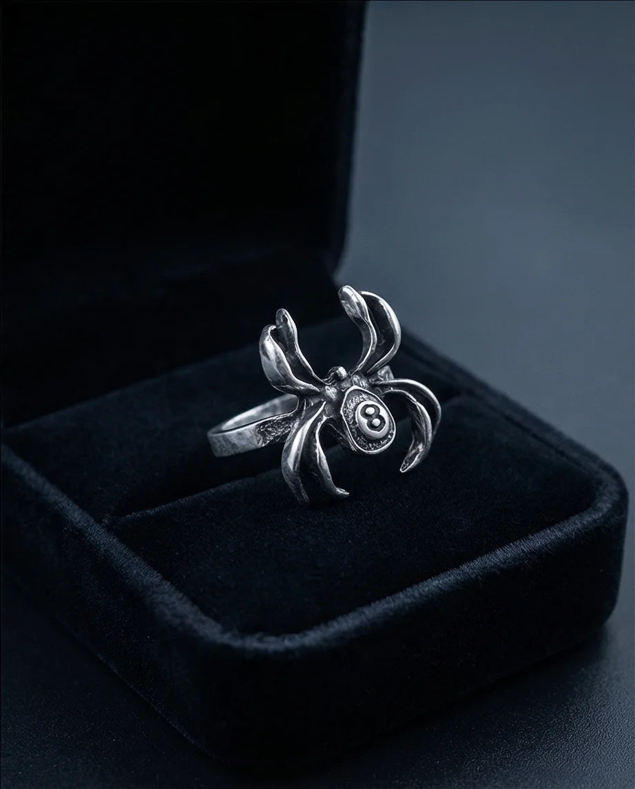 rachnid Hustle: 8-Ball Spider Statement Ring